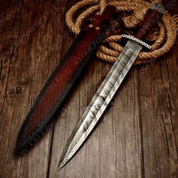 24 inches long damascus steel vikings sword , best for gift presentation & collection