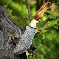 hand forged tactical knife, hunting knife , damascus steel knife , best gift for boyfriend