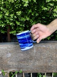 handmade blue marble coffee mug , ceramic coffee mug , best gift for her