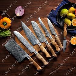 professional kitchen chef knives , damascus steel knives set , best for kitchen collection, best gift for mom