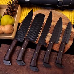 handmade kitchen chef knives set , best christmas gift , forged chef knives set , best gift for mom