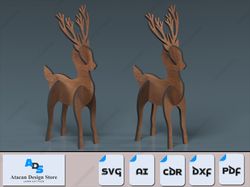 3d reindeer puzzle svg cut file | diy deer laser cut design for christmas 426