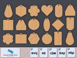 keychain cutting templates | laser and craft machine ready | 18 unique shapes 429