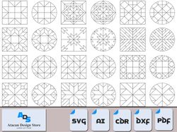 popular barn quilt set | 24 geometric patterns for laser cutters | multiple formats 435
