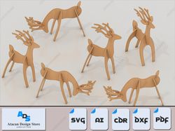 3d reindeer laser cutting template - christmas deer - diy wooden deers 443