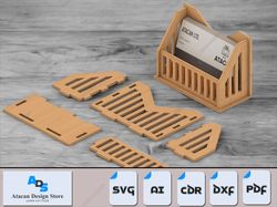 laser cut business card holder | digital svg, dxf, ai files for diy 446