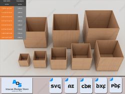 1/8 inch box cutting files - diy wooden boxes plan - multiple sizes storage box set 453