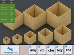 laser cut 1/4 inch box files - diy wooden boxes plan - multiple sizes storage box bundle 454