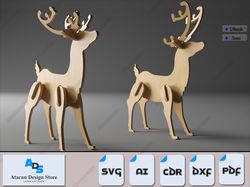 diy christmas deer puzzle for laser cutting - perfect new year reindeer decoration