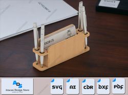 laser cut wooden business card holder - desk organizer accessories