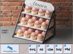 elegant wooden cake display stand - perfect for showcasing cupcakes and desserts 488