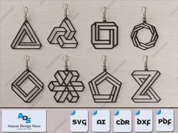 geometric earrings bundle - stylish jewelry pendants for laser cut projects 502