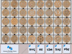 40 geometric coaster bundle - laser cut patterns for diy wall decor & trivets 506