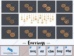 elegant diy laser cut earrings set - ornament pendant designs for jewelry crafting 516