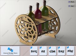 wood wine glass holder - elegant bottle display stand - spirit rack organiser 519