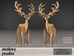 christmas deer decor - 3d wooden reindeer puzzle for diy holiday crafts 610
