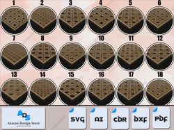 18 unique rattan cane webbing patterns - laser cutting designs - high-quality digital files 521-