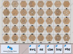 diy 40 coasters bundle - laser cut wall decor patterns & coaster templates 522