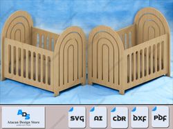 diy rainbow doll cradle kit - custom wooden miniature crib for dollhouse 530