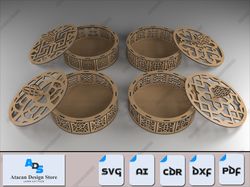 diy wooden decorative round boxes - custom laser cut box set 531