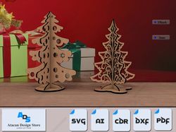 festive wooden christmas trees - laser cut files for holiday decorations 543