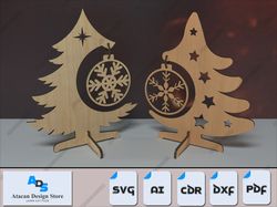 christmas trees with snowflake accent - wooden tree table decor - miniature mdf trees with snowflake design 559
