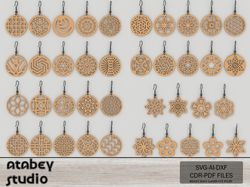 diy wooden earrings bundle - perfect for laser cutting jewelry designs - jewelry making files 620