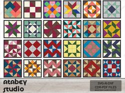 diy barn quilt patterns complete set - 24 unique quilt blocks with frame cutting plans 624