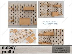 diy pegboard and accessories kit: hooks and shelves for custom organization 636