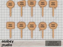 customizable garden markers - laser cut plant stakes bundle - perfect for organizing your plants 648