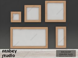 flat wooden rectangle and square frame bundle for laser cutting - perfect for wall decor 667