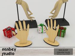 hand shaped ring holder - laser cut jewelry display - wooden bracelet and earring organizer 692