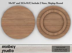 faux shiplap round template - 18" and 10" backer pattern - laser cut design for home decor 694