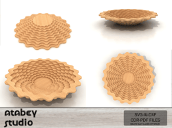 wooden bowl plate - laser cut design for scroll saw and basket pattern projects 704