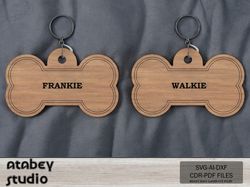 personalized wooden dog bone tags - custom pet id labels for laser cutting machines 718