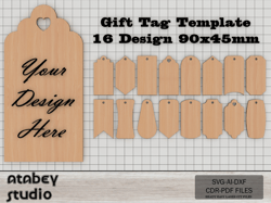 customizable gift tag templates - 16 unique designs for laser cut gift labels and tags 721