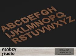 customizable wooden alphabet - uppercase and lowercase letter cut plans for laser cutting machines 723