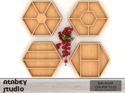 diy wooden hexagon charcuterie boards - laser cut layered snack tray set 724