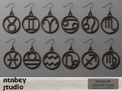 zodiac earring bundle - laser cut horoscope symbols for all twelve astrology signs 726