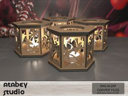 elegant wood lantern - laser cut tea light holder for gifts and decor 742