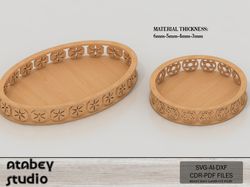 diy wooden tray pattern - ellipse & circle shapes trays - easy to use template for laser machines - instant download 750