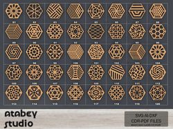 set of 40 geometric drink coasters - perfect laser cut patterns for coasters and trivets 752