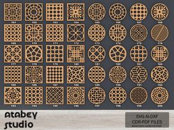 40 geometric drink coasters - perfect laser cut patterns for home and kitchen use 754