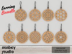 wooden and acrylic earring set - perfect diy jewelry making templates for laser cutting 757