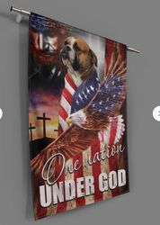 olde english bulldogge one nation under god flag garden house flag