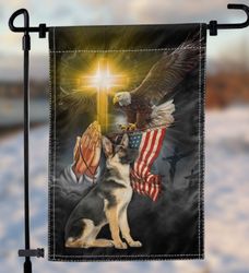 german shepherd god bless flag garden house flag