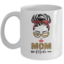 mom mode buffalo red plaid leopard funny mug