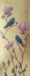 bird painting on canvas swallows gold leaf art minimalism birds animalistic narrow canvas