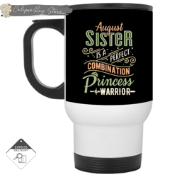 august sister combination princess and warrior travel mugs, custom coffee mugs, personalised gifts