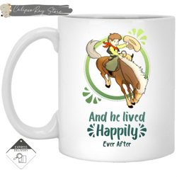cowboy children - horse and he lived happily ever after mugs, custom coffee mugs, personalised gifts